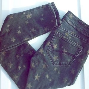 Bullhead Silver Star Print Dark Blue Skinny Jeans